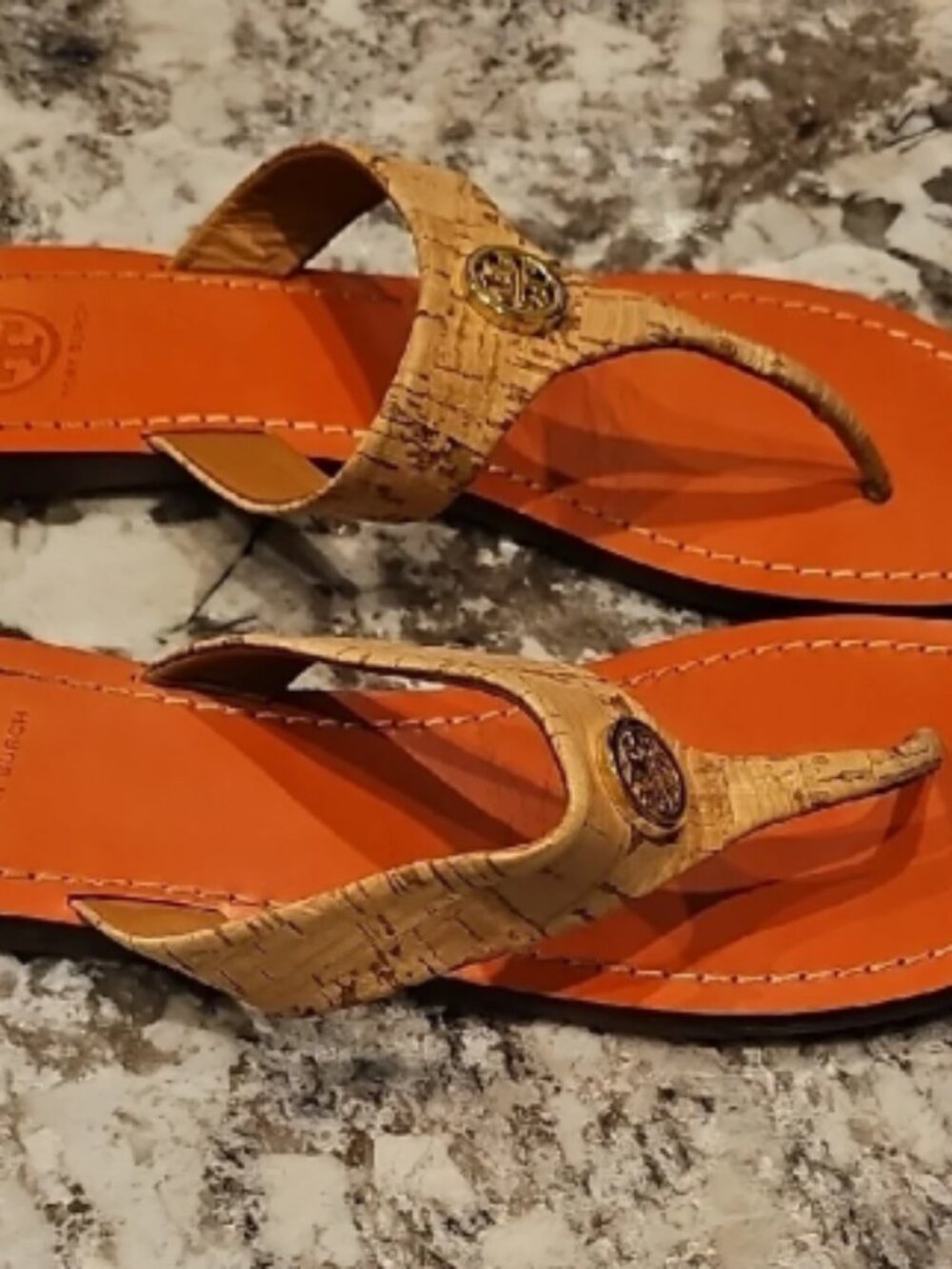 Tory Burch Sandals Cork Espadrilles Flip Flop Thong Women 8.5 - Picture 3 of 6